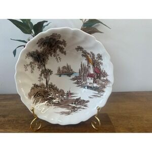 Vintage Johnson Brothers Old Mill Brown Transferware Serving‎ Bowl MCM Dining